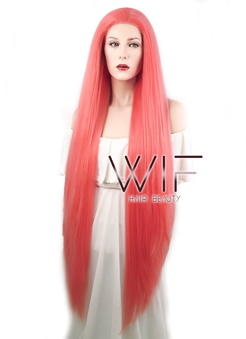 39" Straight Yaki Red Lace Front Synthetic Wig LF701U