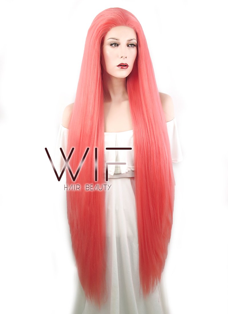 39" Straight Yaki Red Lace Front Synthetic Wig LF701U
