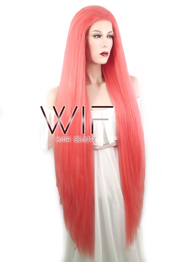 39" Straight Yaki Red Lace Front Synthetic Wig LF701U