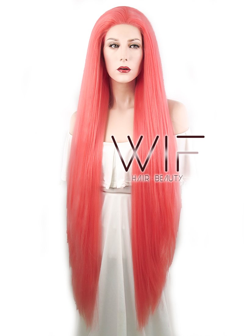 39" Straight Yaki Red Lace Front Synthetic Wig LF701U