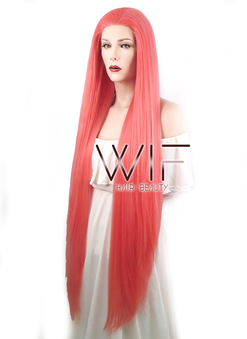 39" Straight Yaki Red Lace Front Synthetic Wig LF701U
