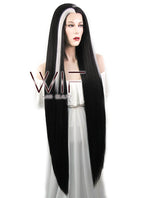 39" Straight Yaki Black Mixed White Lace Front Synthetic Wig LF701V