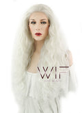 28" Wavy White Platinum Blonde Lace Front Synthetic Wig LF741B