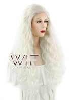 28" Wavy White Platinum Blonde Lace Front Synthetic Wig LF741B