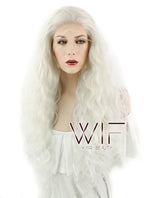 28" Wavy White Platinum Blonde Lace Front Synthetic Wig LF741B