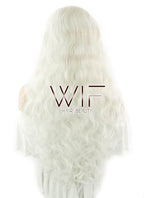 28" Wavy White Platinum Blonde Lace Front Synthetic Wig LF741B