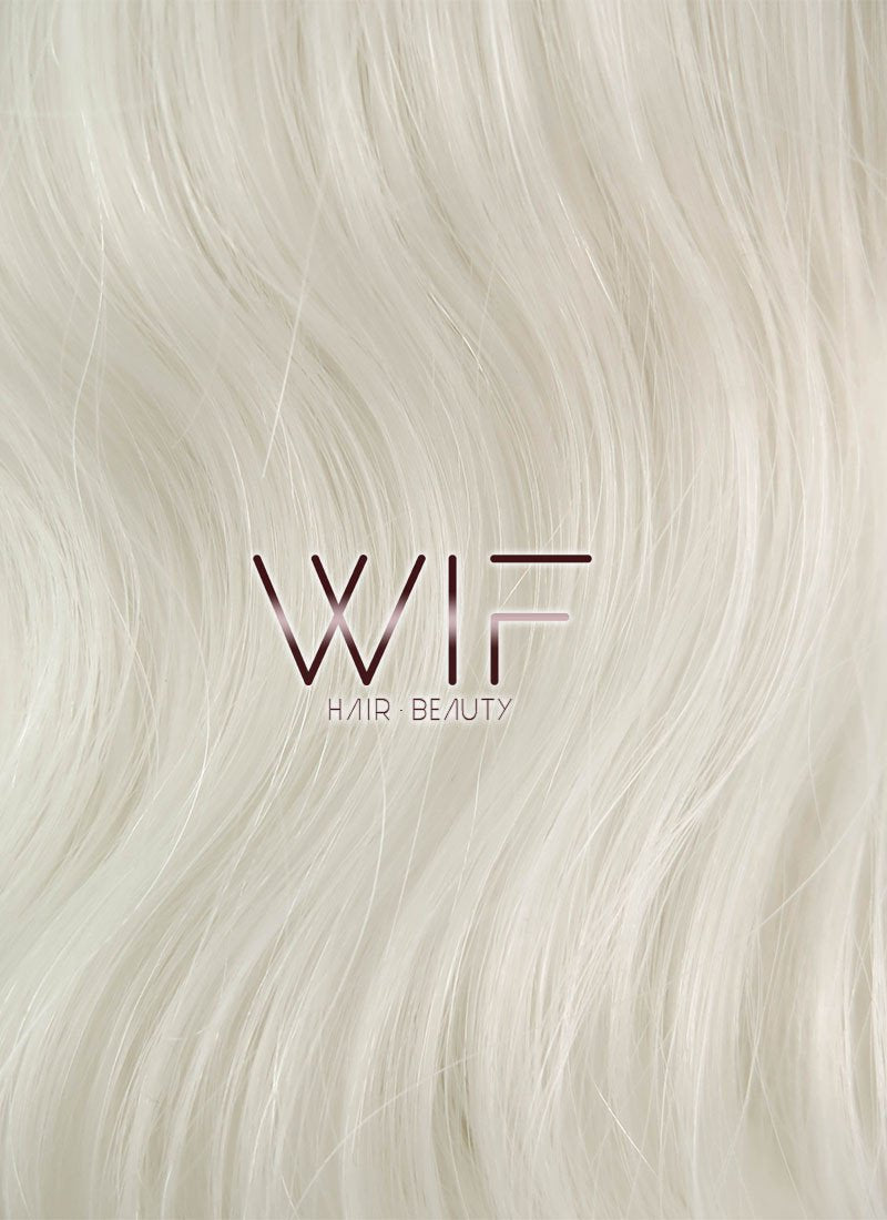 28" Wavy White Platinum Blonde Lace Front Synthetic Wig LF741B