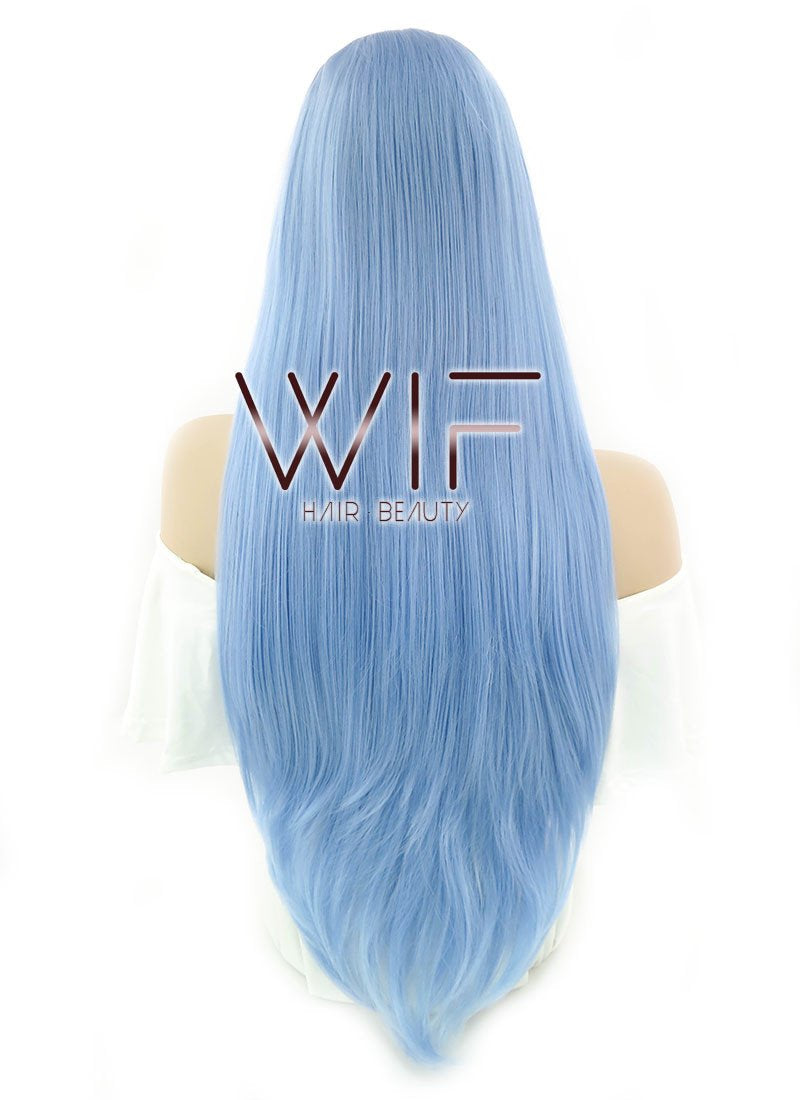 28" Straight Light Blue Lace Front Synthetic Wig LF769B
