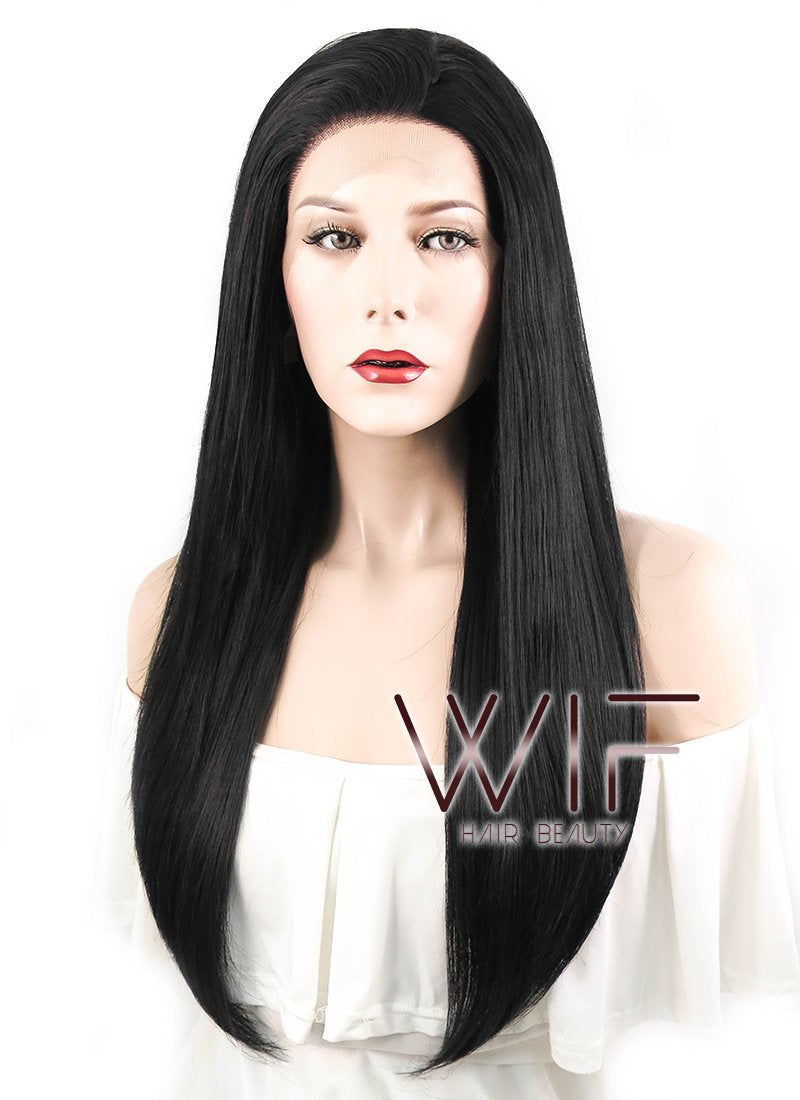 18" Straight Black Lace Front Synthetic Wig LF769