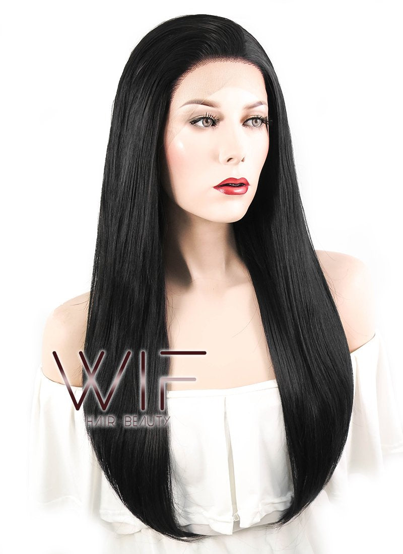 18" Straight Black Lace Front Synthetic Wig LF769
