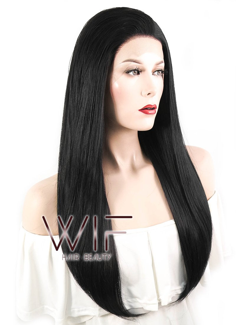 18" Straight Black Lace Front Synthetic Wig LF769