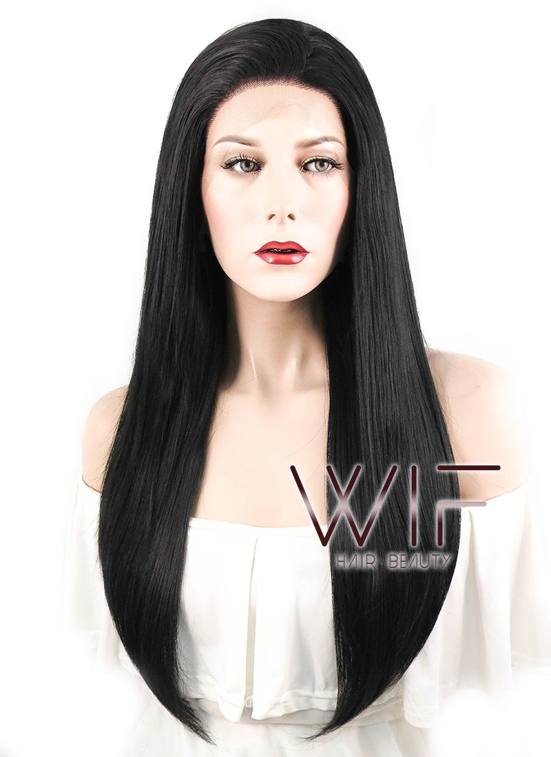 18" Straight Black Lace Front Synthetic Wig LF769