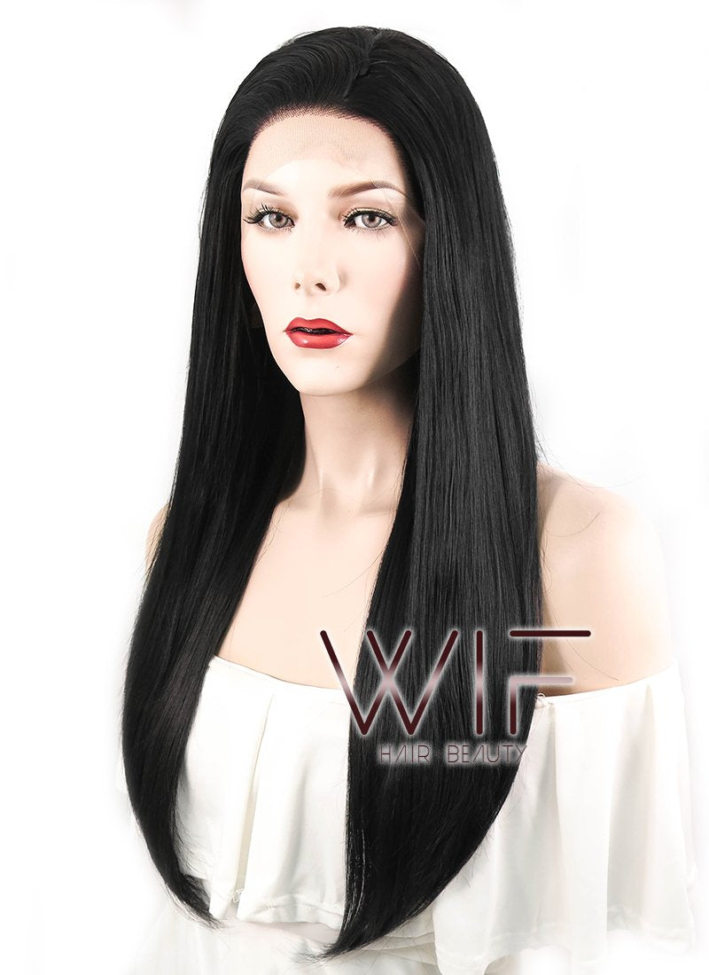 18" Straight Black Lace Front Synthetic Wig LF769