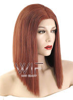 14" Medium Straight Reddish Brown Lace Front Synthetic Hair Wig LF770C