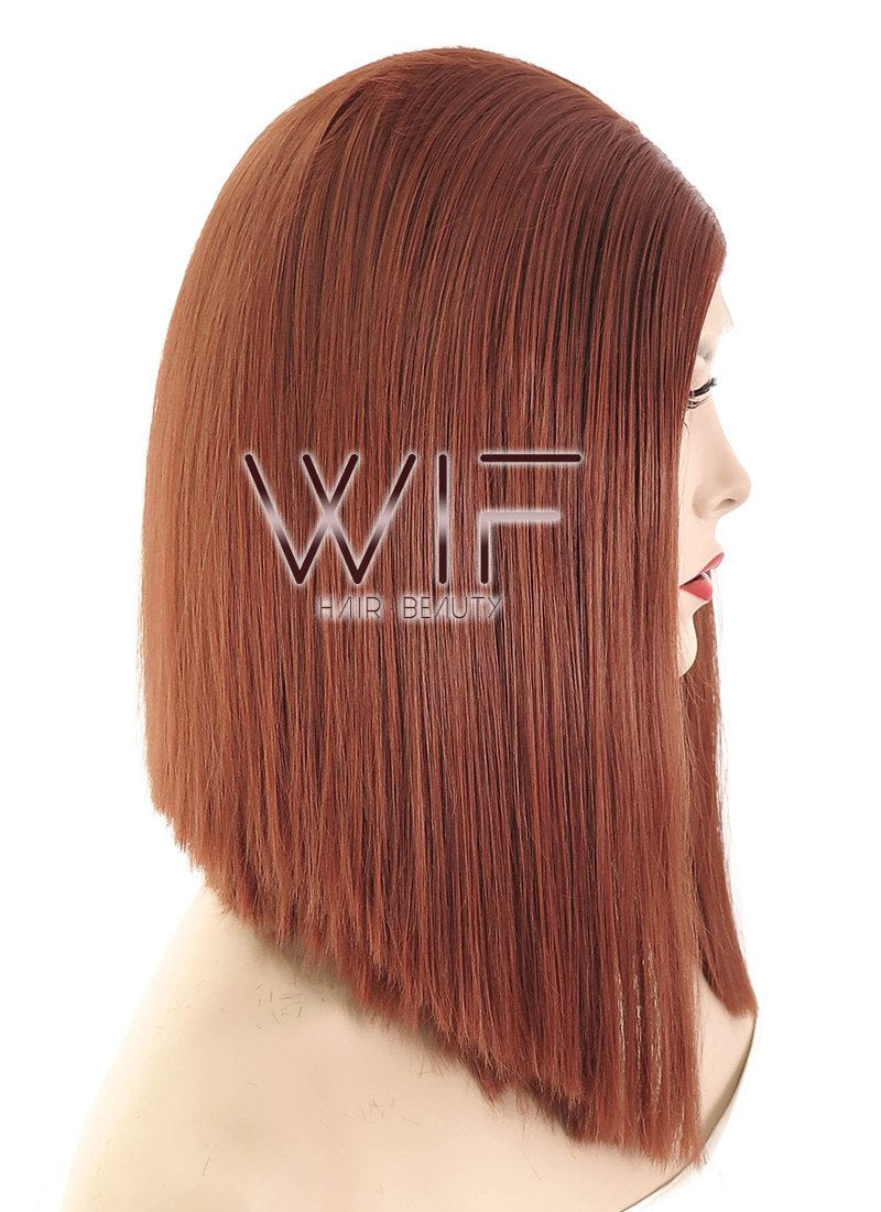 14" Medium Straight Reddish Brown Lace Front Synthetic Hair Wig LF770C