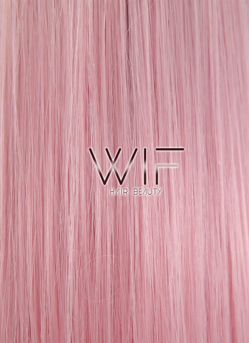 14" Straight Pink With Dark Roots Lace Front Synthetic Wig LF770