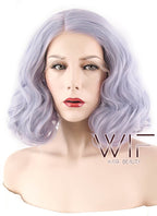 16" Wavy Purplish Grey Lace Front Synthetic Wig LF771D