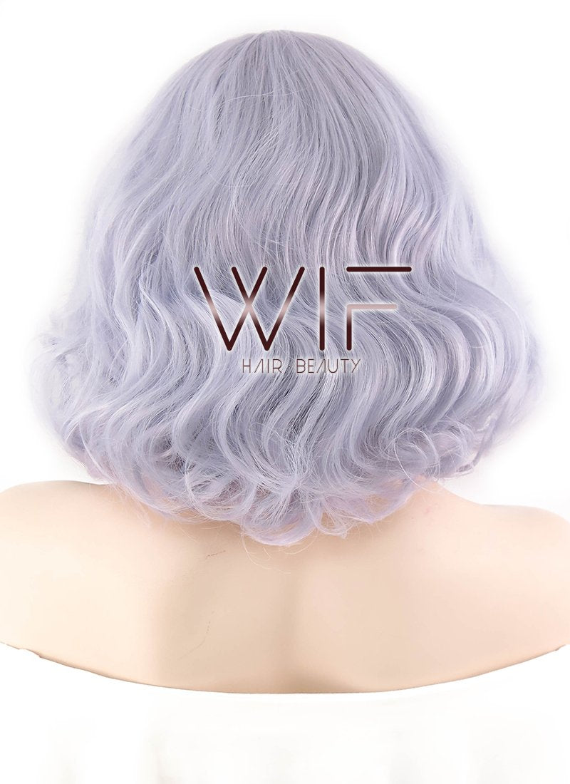 16" Wavy Purplish Grey Lace Front Synthetic Wig LF771D