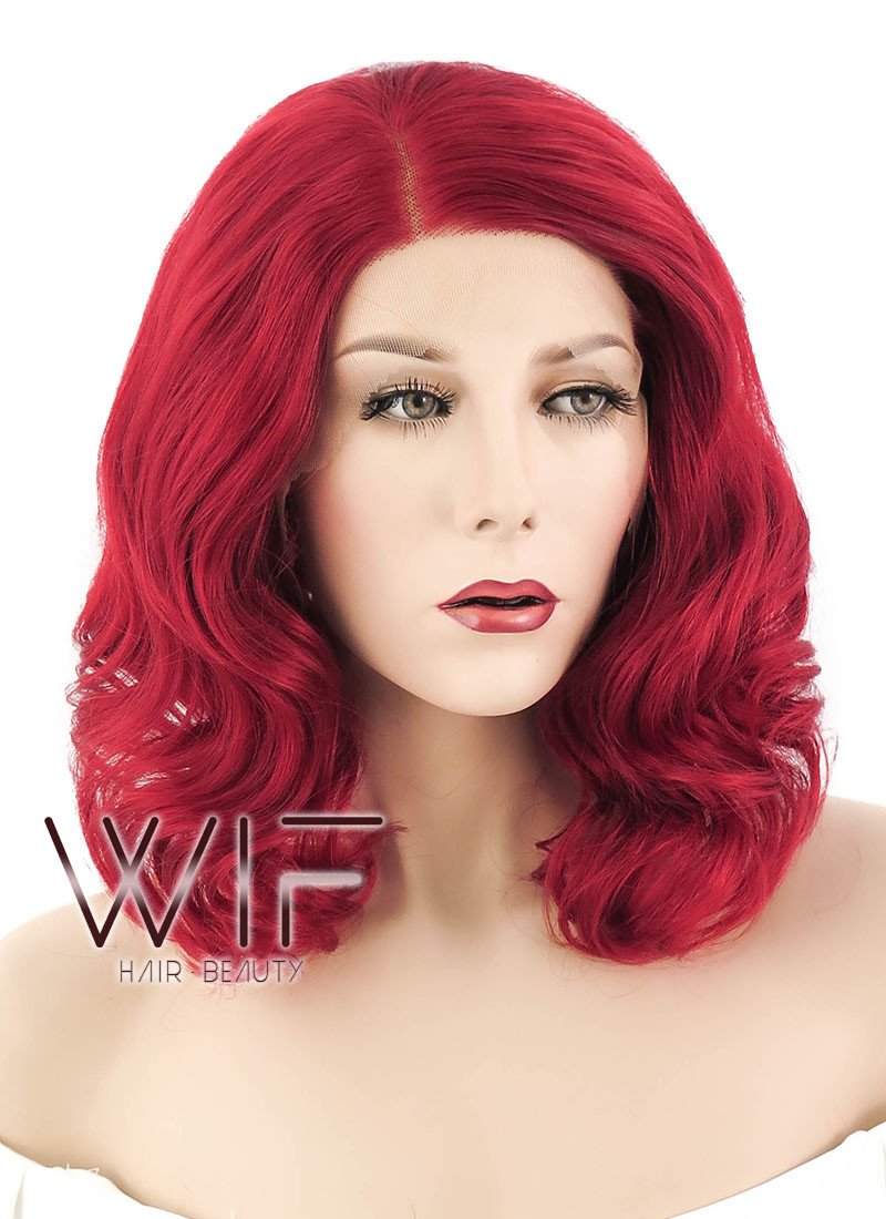 14" Wavy Red Lace Front Synthetic Wig LF771F