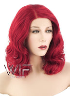 14" Wavy Red Lace Front Synthetic Wig LF771F
