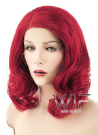 14" Wavy Red Lace Front Synthetic Wig LF771F
