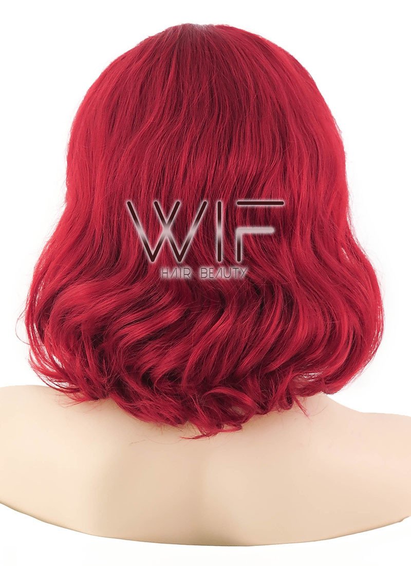14" Wavy Red Lace Front Synthetic Wig LF771F