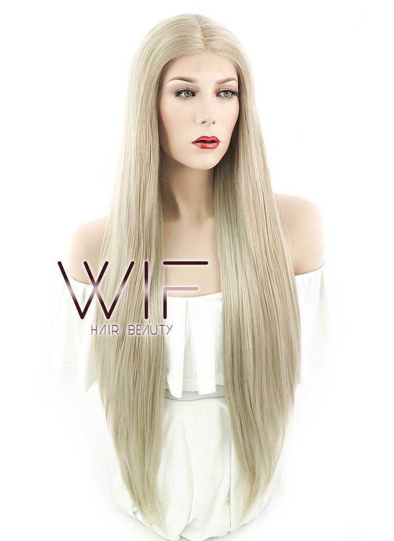 28" Straight Ash Blonde Lace Front Synthetic Wig LF780