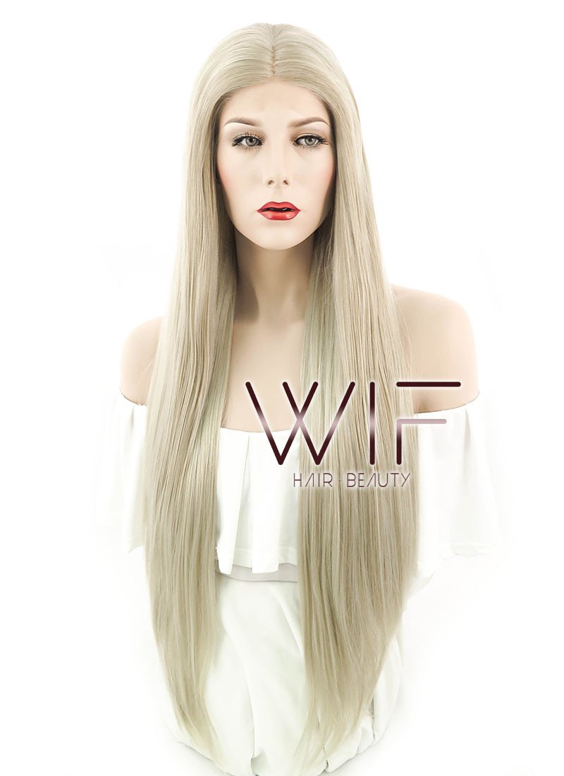 28" Straight Ash Blonde Lace Front Synthetic Wig LF780
