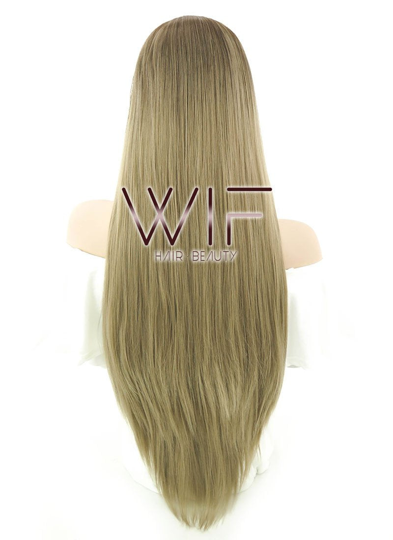 28" Straight Two Tone Brown Lace Front Synthetic Wig LF796