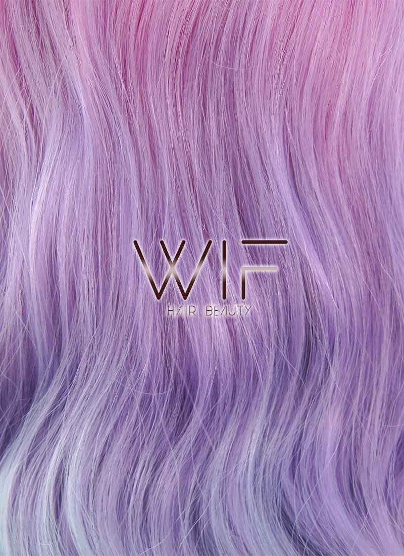 30" Wavy Magenta Purple Blue Ombre Lace Front Synthetic Wig LF804