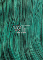 28" Wavy Dark Green With Dark Roots Lace Front Synthetic Wig LF811