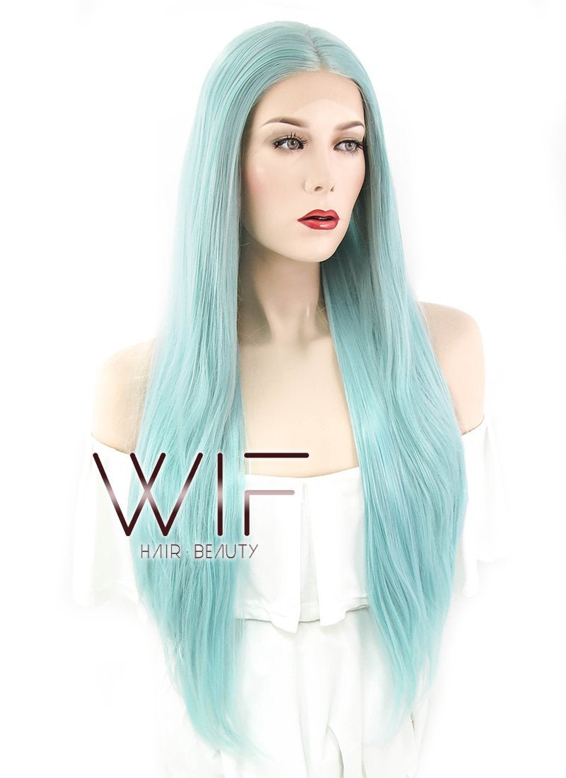26" Straight Two Tone Turquoise Green Lace Front Synthetic Wig LF813