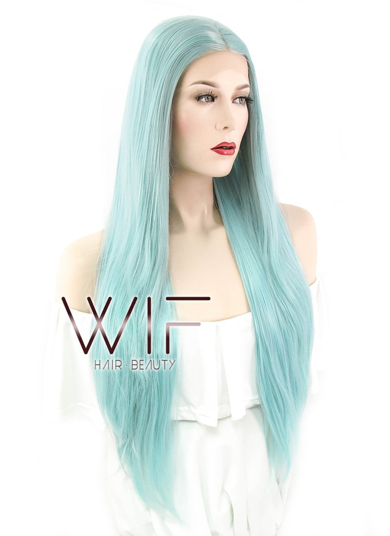 26" Straight Two Tone Turquoise Green Lace Front Synthetic Wig LF813