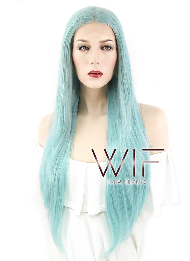 26" Straight Two Tone Turquoise Green Lace Front Synthetic Wig LF813