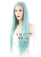 26" Straight Two Tone Turquoise Green Lace Front Synthetic Wig LF813