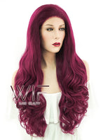 28" Wavy Reddish Purple Lace Front Synthetic Wig LF814