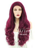 28" Wavy Reddish Purple Lace Front Synthetic Wig LF814