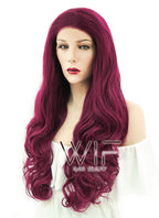 28" Wavy Reddish Purple Lace Front Synthetic Wig LF814