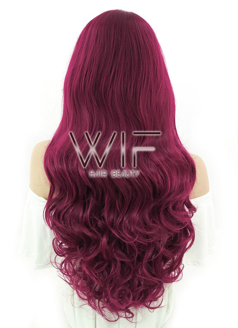 28" Wavy Reddish Purple Lace Front Synthetic Wig LF814