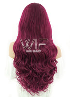 28" Wavy Reddish Purple Lace Front Synthetic Wig LF814