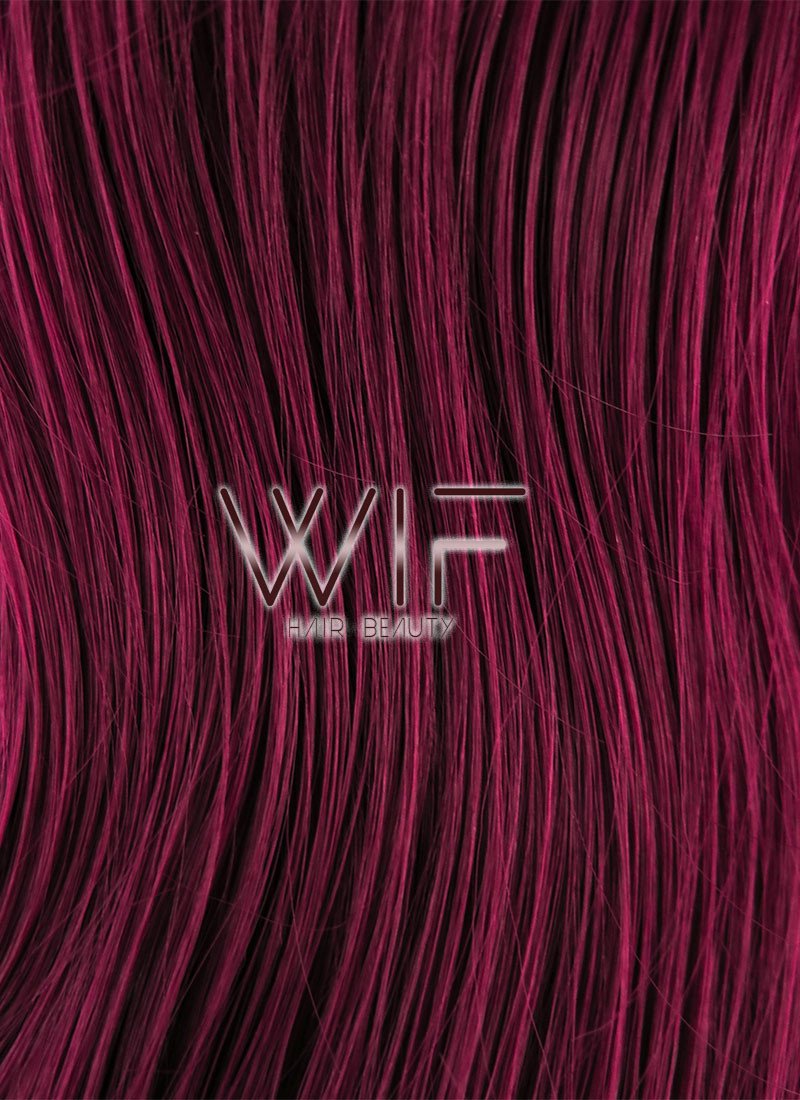 28" Wavy Reddish Purple Lace Front Synthetic Wig LF814