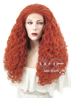 28" Spiral Curly Reddish Orange Lace Front Synthetic Wig LF817E