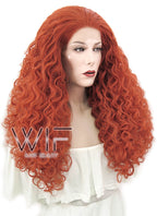 28" Spiral Curly Reddish Orange Lace Front Synthetic Wig LF817E