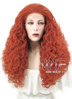 28" Spiral Curly Reddish Orange Lace Front Synthetic Wig LF817E
