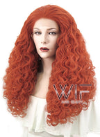 28" Spiral Curly Reddish Orange Lace Front Synthetic Wig LF817E