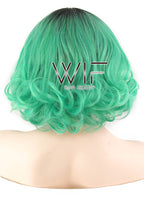 12" Wavy Green With Dark Roots Lace Front Synthetic Wig LF823