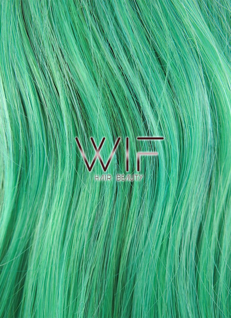12" Wavy Green With Dark Roots Lace Front Synthetic Wig LF823