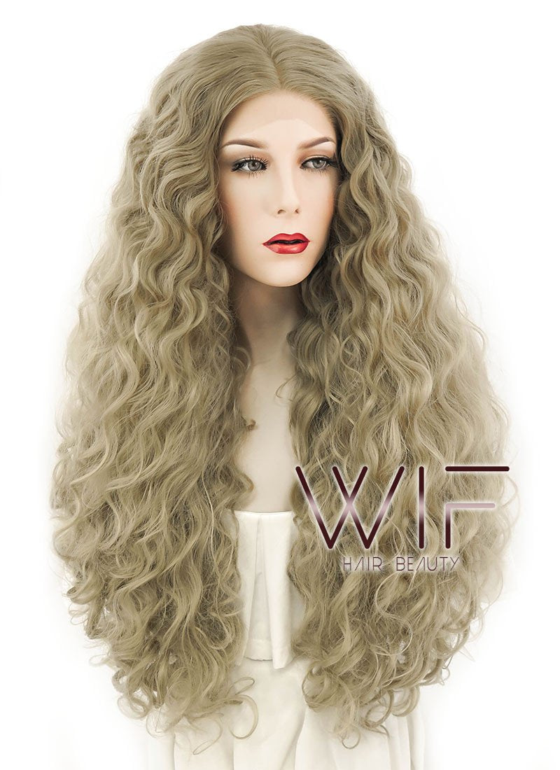 30" Curly Medium Blonde Lace Front Synthetic Wig LF824C