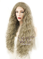 30" Curly Medium Blonde Lace Front Synthetic Wig LF824C