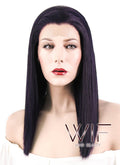16" Straight Dark Purple Lace Front Synthetic Wig LF836